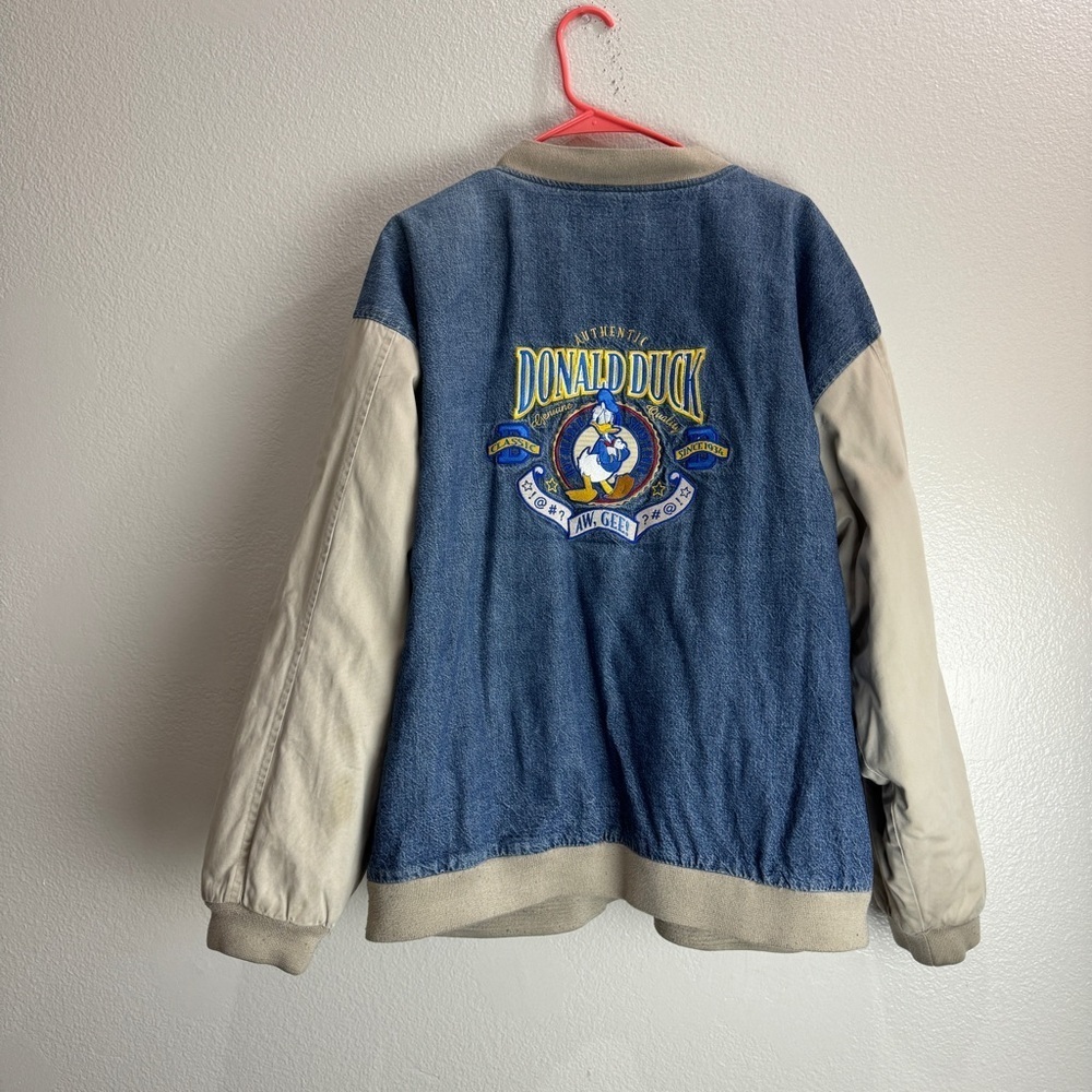Donald Duck Aw Gee Vintage Disneyland Denim Varisty Jacket Size XL